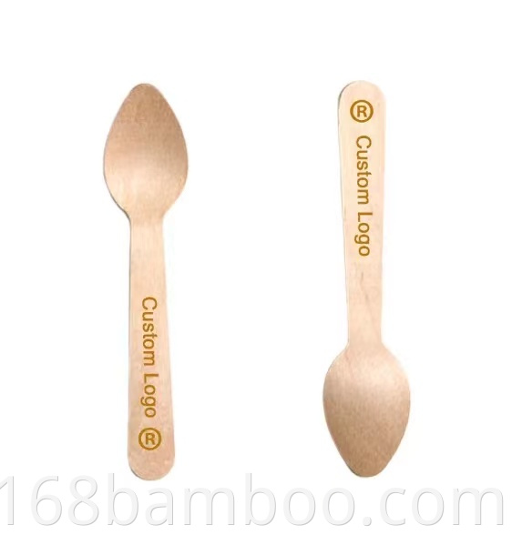 Birch wooden cutlery with logo